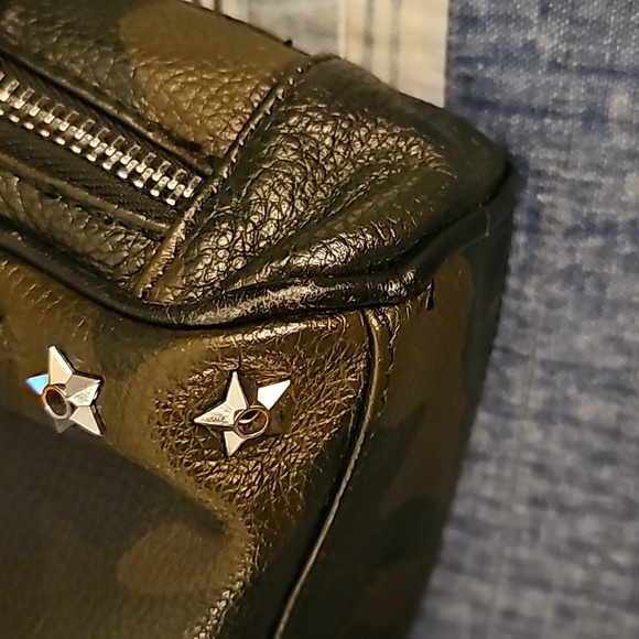 Ash Frankie studded leather crossbody in dark green camo - Picture 6 of 6